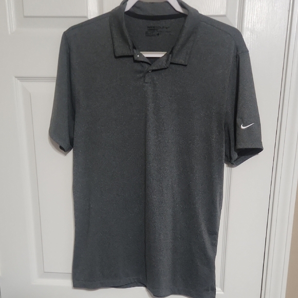 Nike Gray Polo Shirt with Textured Fabric and Logo Detail - Picture 1 of 8
